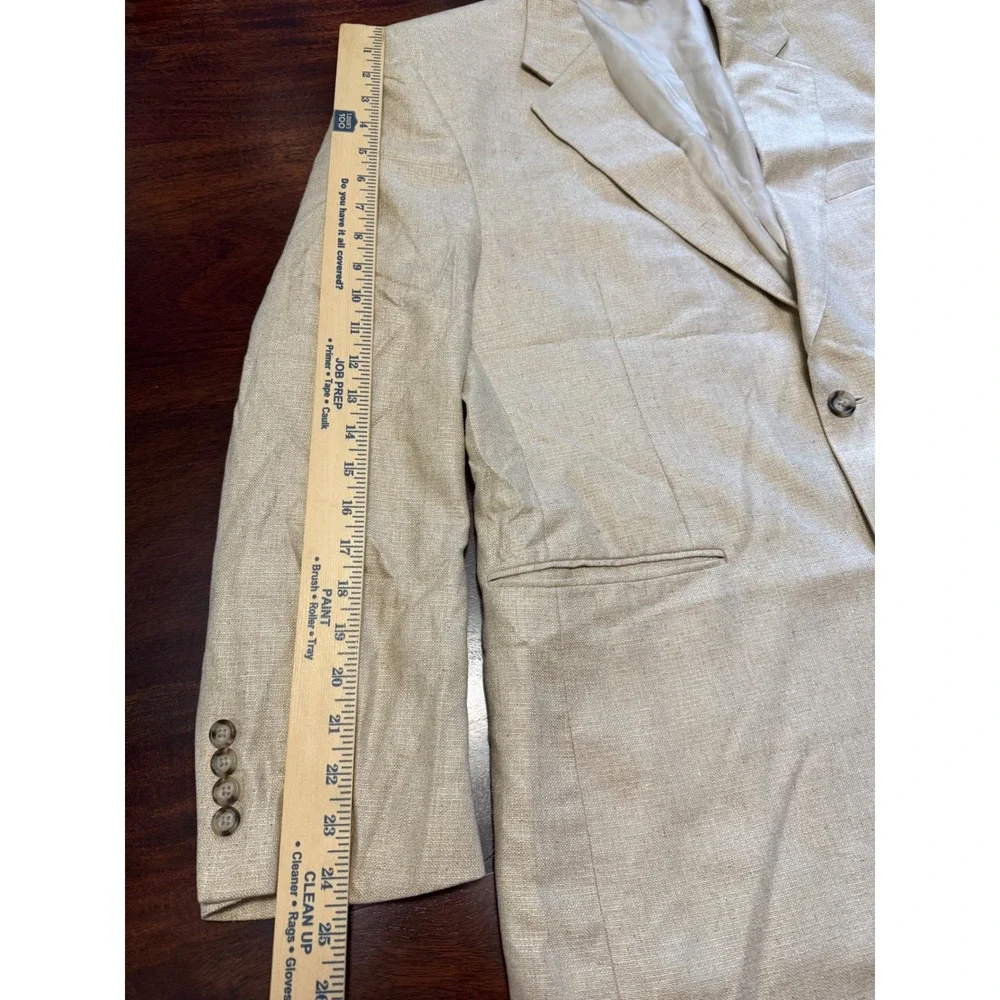 Jos. A. Bank Mens 43R 100% Silk Blazer Sport Coat Beige Two Button Textured 43 R